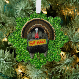 SlipperyJoe's Erntedank Truthahngras essen Schinke Ornament Karte