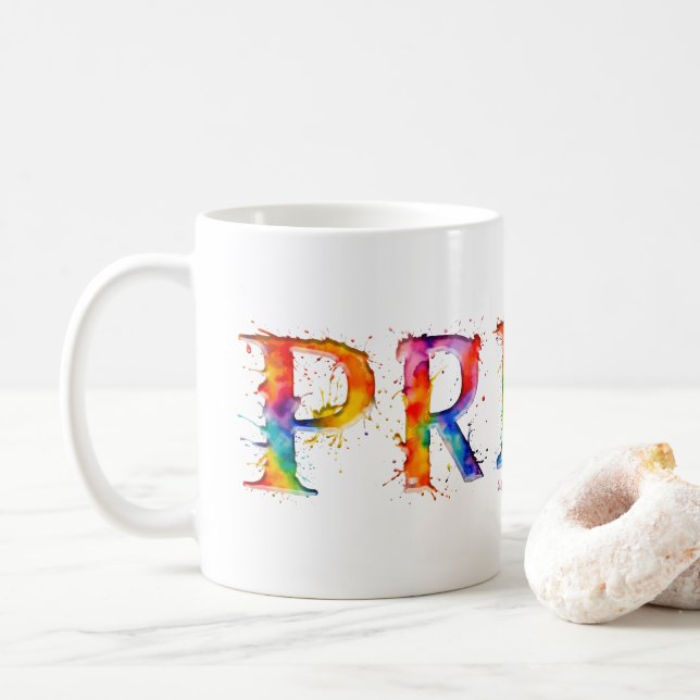 SlipperyJoe's farbenfrohe kreative Pride-themed Te Kaffeetasse (Mit Donut)