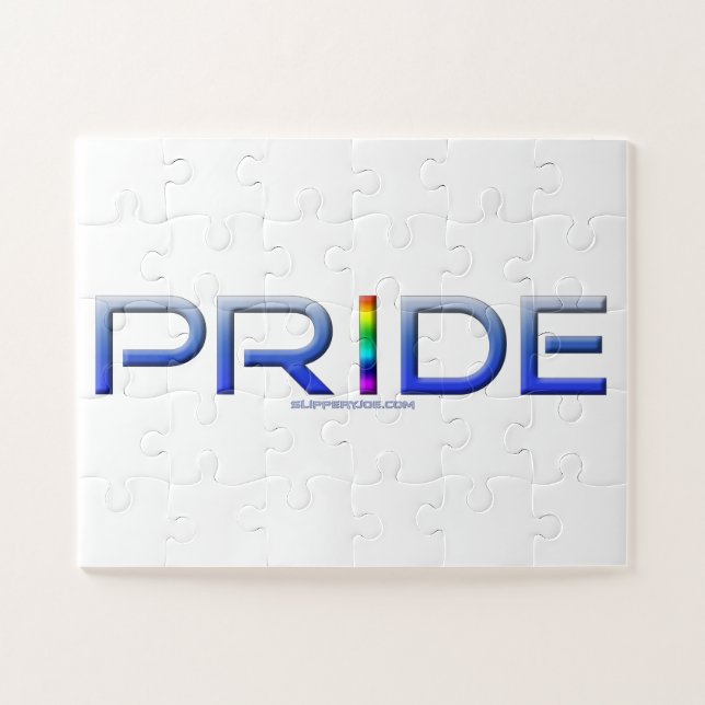 SlipperyJoe's farbenfroher Pride Wort fett metalli Puzzle (Horizontal)