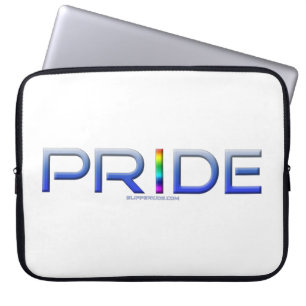SlipperyJoe's Farbiger Stolz Wort blau Regenbogen Laptopschutzhülle