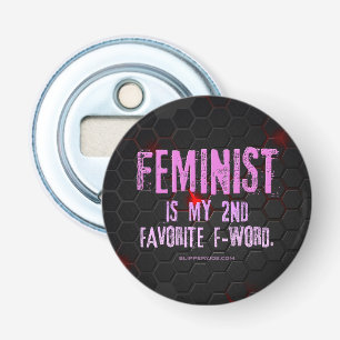 SlipperyJoe's Feminist f-word glühend rot 3-D blac Flaschenöffner