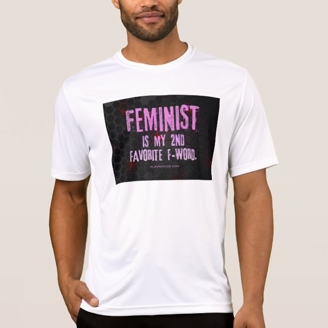 SlipperyJoe's Feminist f-word glühend rot 3-D blac T-Shirt (Vorderseite)