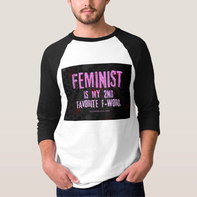 SlipperyJoe's Feminist f-word glühend rot 3-D blac T-Shirt (Vorderseite)
