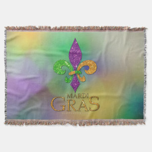 SlipperyJoe's festliches Mardi Gras themed lila gr Decke