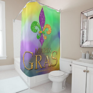 SlipperyJoe's festliches Mardi Gras themed lila gr Duschvorhang