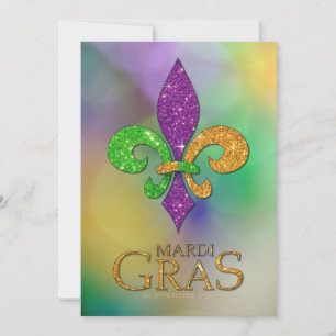 SlipperyJoe's festliches Mardi Gras themed lila gr Feiertagskarte