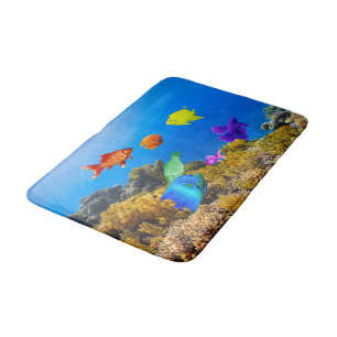 SlipperyJoe's Fish Pride tropisch-grüne blaue Purp Badematte