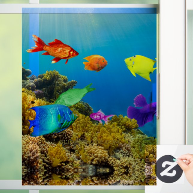 SlipperyJoe's Fish Pride tropisch-grüne blaue Purp Fensteraufkleber (Zuhause)