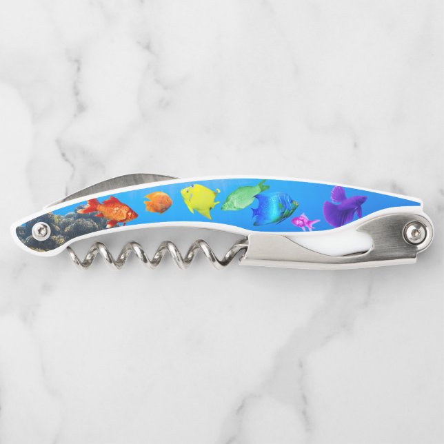 SlipperyJoe's Fish Pride tropisch-grüne blaue Purp Kellnermesser (Rückseite)