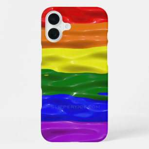 SlipperyJoe's Flüssigglanz-Stolzflagge rot orange iPhone 16 Plus Hülle