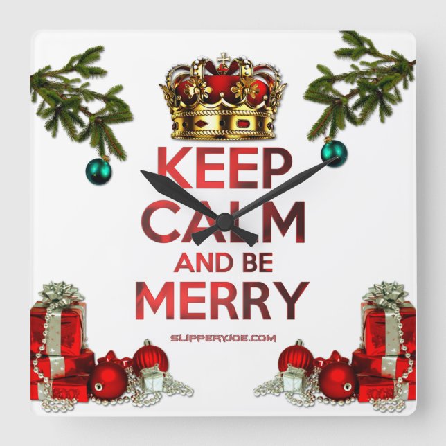 SlipperyJoe's Frohe Weihnachts-künstlerische Bezei Quadratische Wanduhr (Vorderseite)