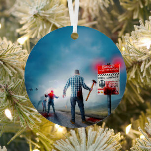 SlipperyJoe's frohes Halloween leuchtende Augen Zo Ornament Aus Metall