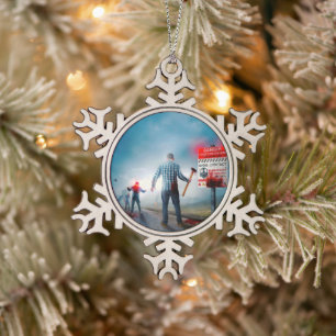 SlipperyJoe's frohes Halloween leuchtende Augen Zo Schneeflocken Zinn-Ornament