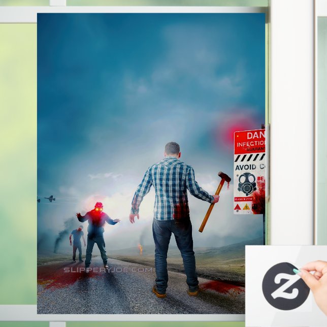 SlipperyJoe's fröhliche Halloween-Zombies Fensteraufkleber (Zuhause)