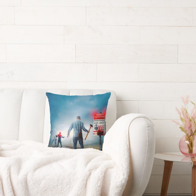 SlipperyJoe's fröhliche Halloween-Zombies Kissen (Liege)