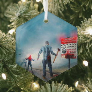 SlipperyJoe's fröhliche Halloween-Zombies Ornament Aus Glas