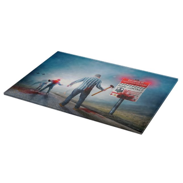 SlipperyJoe's fröhliche Halloween-Zombies Schneidebrett (Ecke)