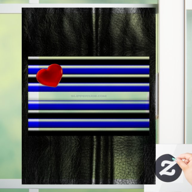 SlipperyJoe's Gay Leather Pride Fahne schwarze Kön Fensteraufkleber (Zuhause)