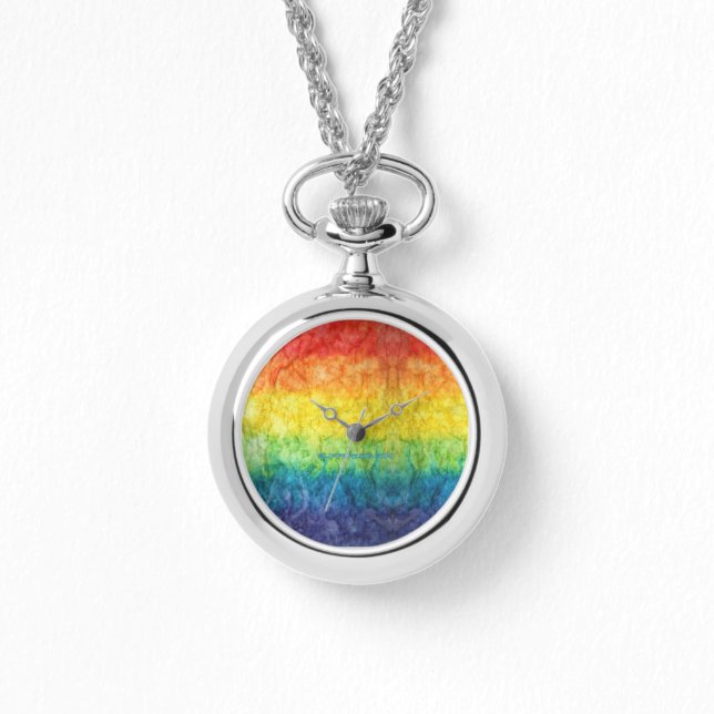SlipperyJoe's Gay Pride Fahne Regenbogenfarben Kra Armbanduhr (Vorderseite)