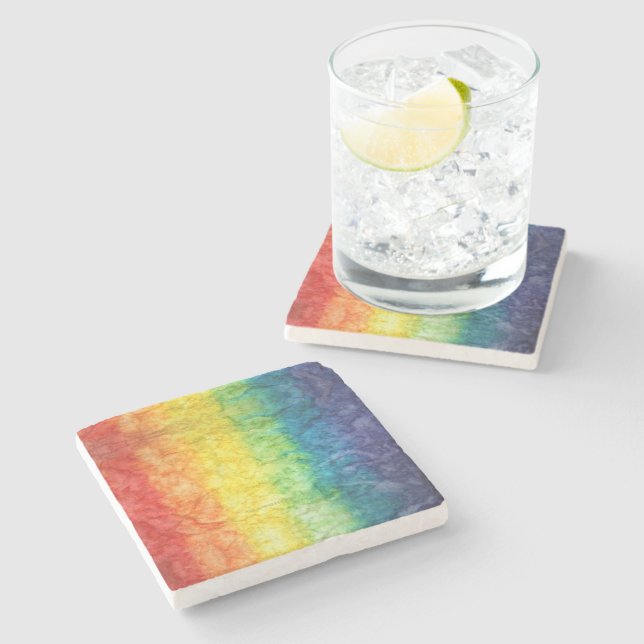 SlipperyJoe's Gay Pride Fahne Regenbogenfarben Kra Steinuntersetzer (Seitenansicht)