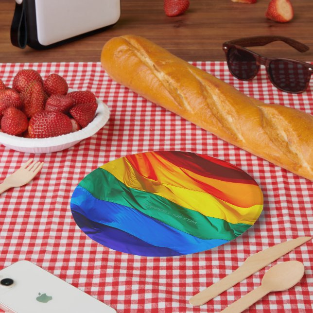 SlipperyJoe's Gay Pride-Fahne schwänzen Stolzfarbe Pappteller (Picknick)