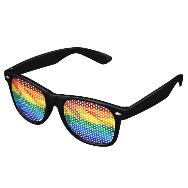 SlipperyJoe's Gay Pride-Fahne schwänzen Stolzfarbe Partybrille (Schrägansicht)