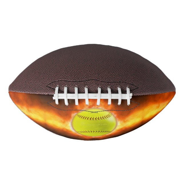 SlipperyJoe's gelbe Softball-Feuerball-Flammenrasp Football (Vorderseite)