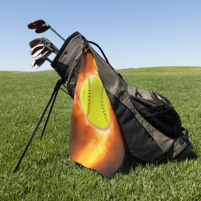 SlipperyJoe's gelbe Softball-Feuerball-Flammenrasp Golfhandtuch (Gras)