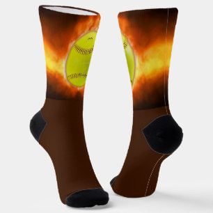 SlipperyJoe's gelbe Softball-Feuerball-Flammenrasp Socken