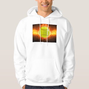 SlipperyJoe's gelber Softball-Feuerball Flammen ra Hoodie