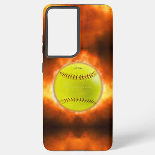 SlipperyJoe's gelber Softball-Feuerball Flammen ra Samsung Galaxy Hülle