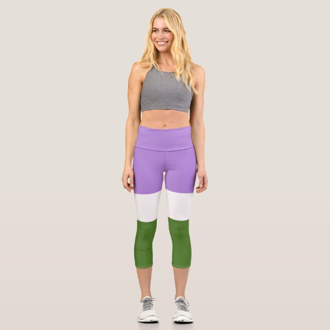 SlipperyJoe's Genderqueer Pride Fahnen Farben non- Capri Leggings (Vorderseite)