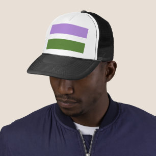 SlipperyJoe's Genderqueer Pride Flag Farben Non-bi Truckerkappe