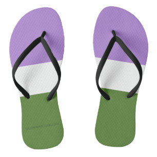 SlipperyJoe's genderqueere Pride-Flagge Lavendelbl Flip Flops