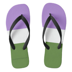 SlipperyJoe's genderqueere Pride-Flagge Lavendelbl Flip Flops