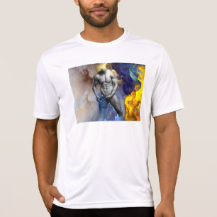 SlipperyJoe's Graustufen-Männerkörper-Figur gelb T-Shirt
