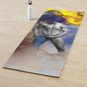 SlipperyJoe's Graustufen-Männerkörper-Figur gelb Yogamatte