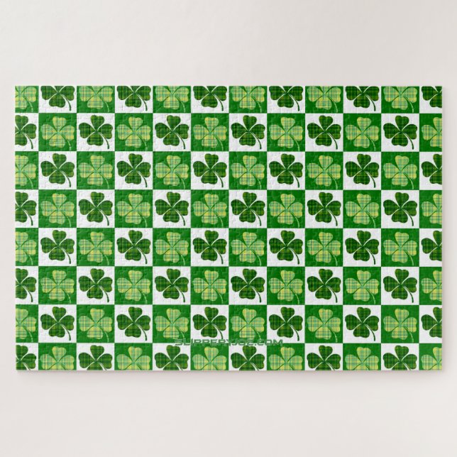 SlipperyJoe's grüne vierblättrige Klee Saint Patri Puzzle (Horizontal)