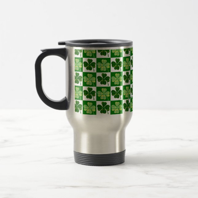 SlipperyJoe's grüne vierblättrige Klee Saint Patri Reisebecher (Links)