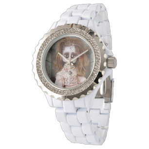 SlipperyJoe's gruselige Puppe blass Gesicht grusel Armbanduhr