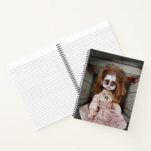 SlipperyJoe's gruselige Puppe blass Gesicht grusel Notizbuch