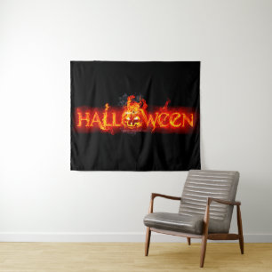 SlipperyJoe's Halloween massive feuersprühende Sch Wandteppich