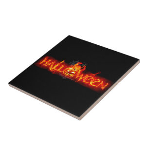 SlipperyJoe's Halloween riesige feurige Beschriftu Fliese