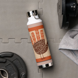 SlipperyJoe's Hand Worte dankbar Familie Freunde v Trinkflasche