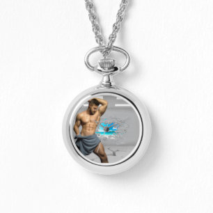 SlipperyJoe's Handtuch gebrochen, weiße Ziegelwand Armbanduhr