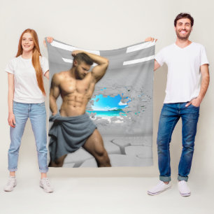 SlipperyJoe's Handtuch gebrochen, weiße Ziegelwand Fleecedecke