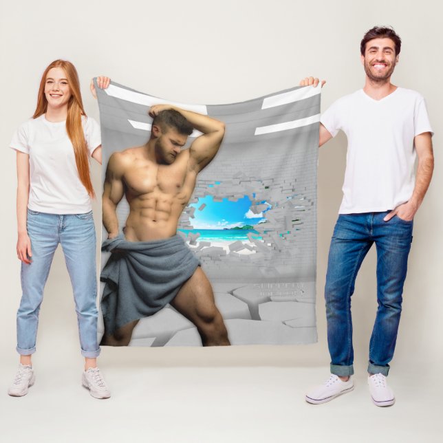 SlipperyJoe's Handtuch gebrochen, weiße Ziegelwand Fleecedecke (Beispiel)