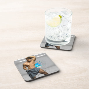 SlipperyJoe's Handtuch gebrochen, weiße Ziegelwand Getränkeuntersetzer