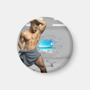 SlipperyJoe's Handtuch gebrochen, weiße Ziegelwand Magnet