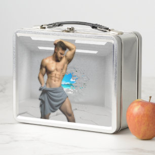 SlipperyJoe's Handtuch gebrochen, weiße Ziegelwand Metall Brotdose